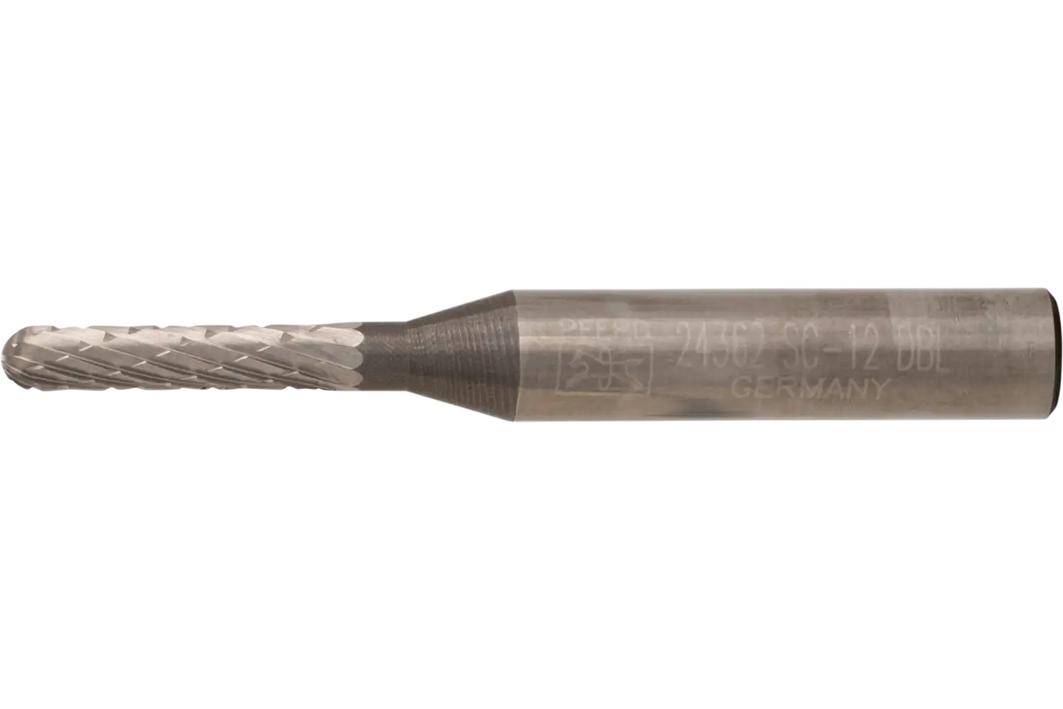 Picture of Pferd Carbide Bur SC-12 Cylindrical Radius End Double Cut 1/8" x 5/8" x 1/4" Shank